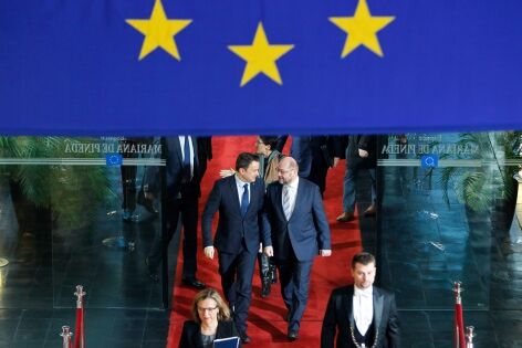  19 Janvier 2016 - Martin Schulz, Président du Parlement européen (D) et Xavier Bettel (G) Premier Ministre du Luxembourg 