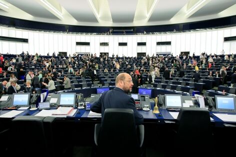  3 Juillet 2014 - Martin Schulz Président du Parlement européen dans l'hémicycle du Parlement de Strasbourg